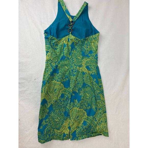 Open Back Dress Boho Details Floral Print Cottage Blue Yellow Twee Size 6 - Picture 11 of 11